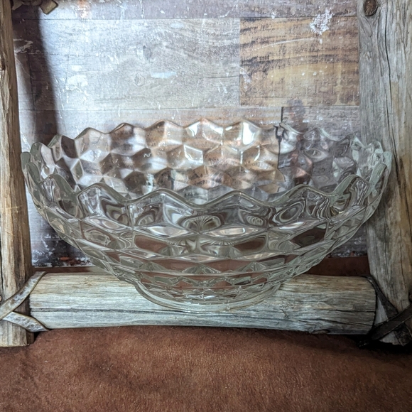 Vintage 50's Fostoria American Large Heavy Crystal Serving Bowl - Picture 8 of 10